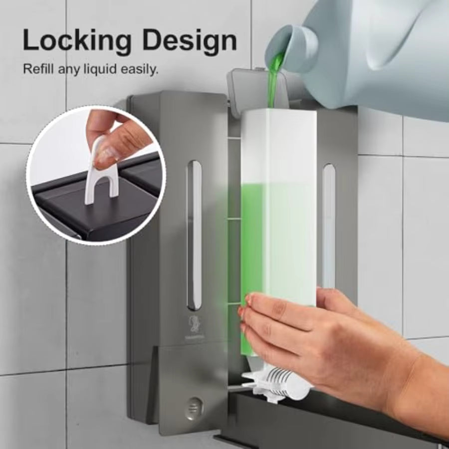 Wall-Mounted 3-Chamber Shower Dispenser – Shampoo, Body Wash & Conditioner